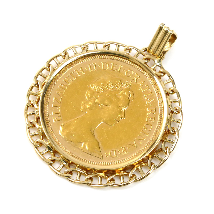 K22YG/K18YG ソブリン金貨 聖ジョージ竜退治  ペンダントトップ 10.9g 1982 ユニセックス【中古】