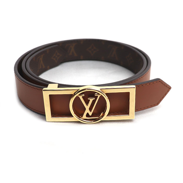 LOUIS VUITTON ルイ・ヴィトン ドーフィーヌ 25MM リバーシブル ベルト モノグラム ブラウン M0196  レディース 80/32【中古】【美品】