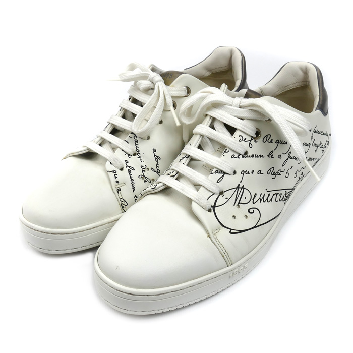 Berluti ベルルッティ プレイタイム スクリット レザー スニーカー ホワイト 7 26.0cm 限定色 メンズ【中古】