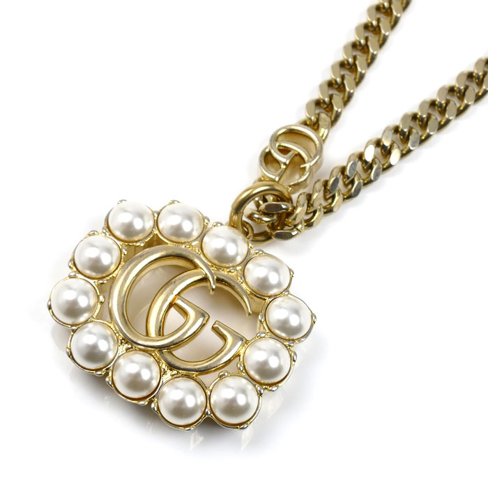 GUCCI グッチ GP ダブルG フェイクパール ネックレス 49.8g 49cm レディース【中古】