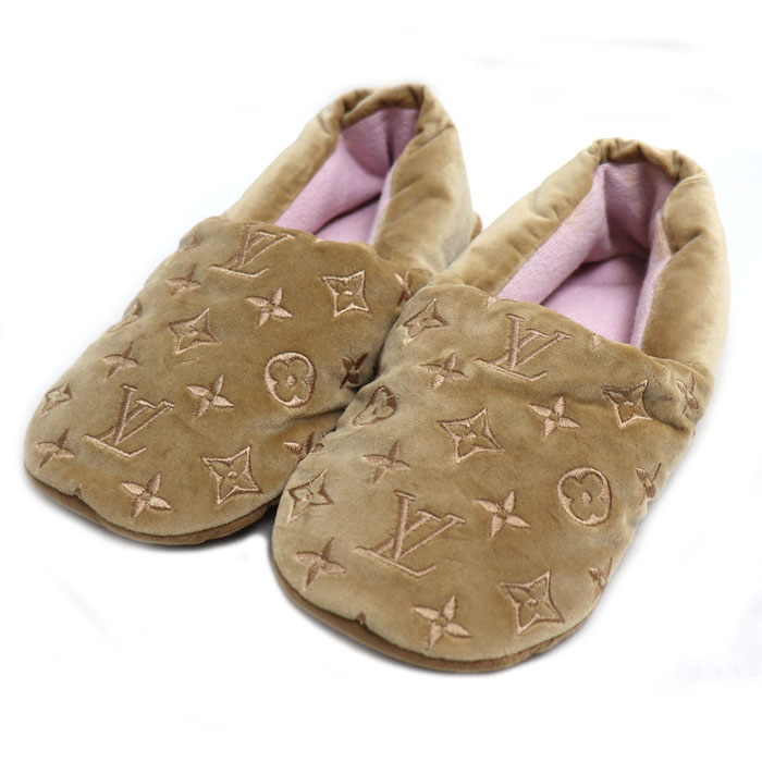 LOUIS VUITTON ルイ・ヴィトン ドリーミー ライン ルームシューズ ベージュ 38 スリッパ レディース【中古】