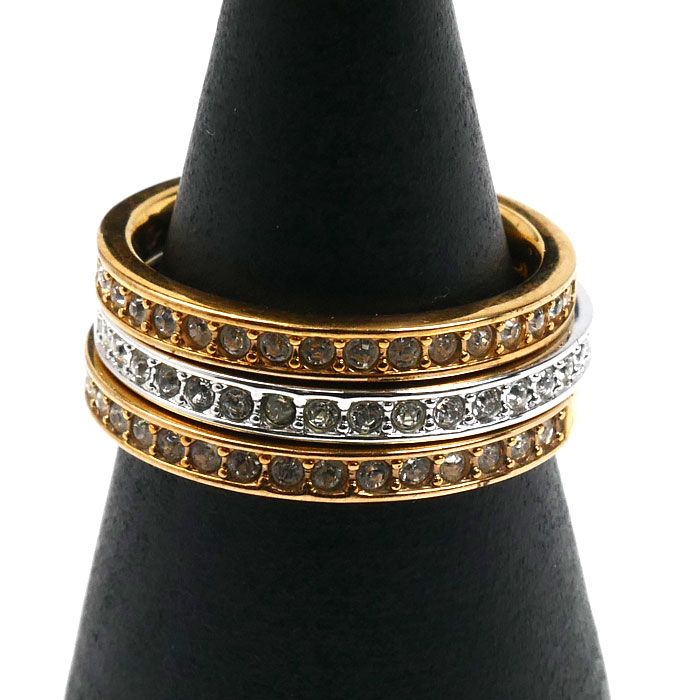 SWAROVSKI スワロフスキー クリスタル リング3本セット ハーフエタニティ  リング・指輪 14号 レディース【中古】