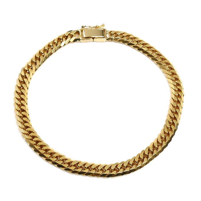 K18YG イエローゴールド ブレスレット 喜平6面Wカット 20.5g 20cm メンズ【中古】