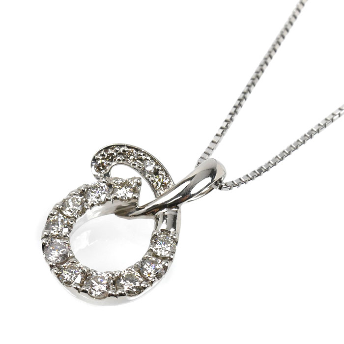 Pt1000プラチナ Pt850プラチナ ネックレス ダイヤモンド1.01ct 11.4g ～45cm フリーチェーン レディース【中古】【美品】