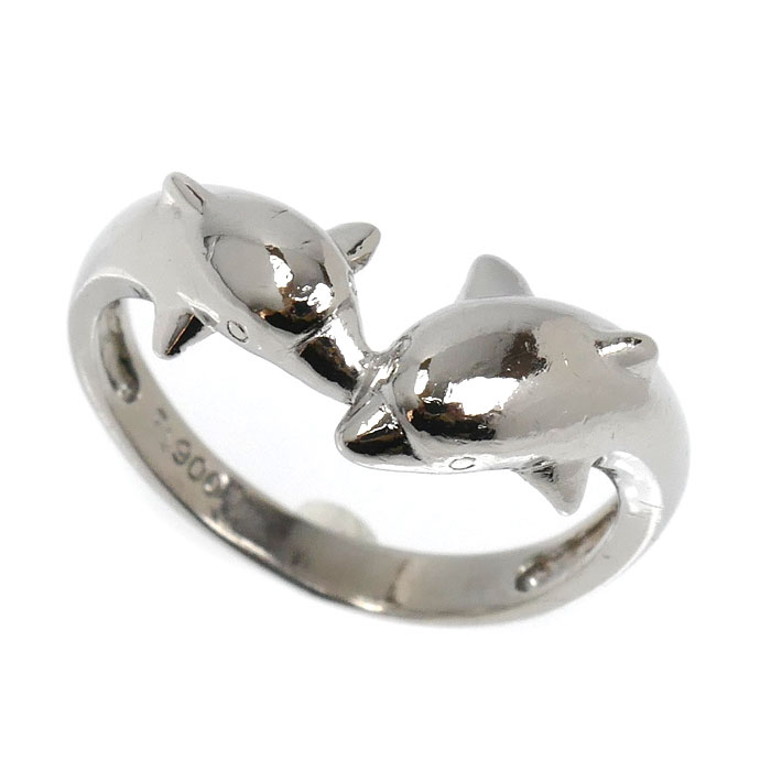 Pt900プラチナ イルカ リング・指輪 10号 3.0g レディース【中古】