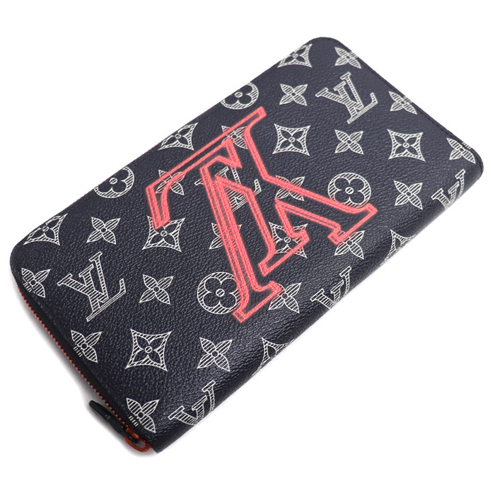 LOUIS VUITTON ルイ・ヴィトン ジッピーオーガナイザー 長財布 モノグラムインク ネイビー レッド M62931 ユニセックス【中古】