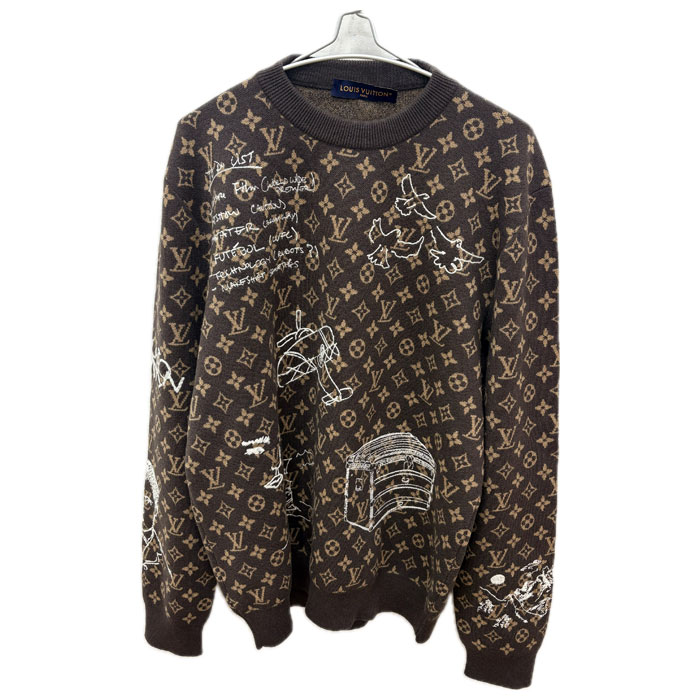 LOUIS VUITTON ルイ・ヴィトン モノグラム エンブロイダード セーター ブラウン RM232 ZLL HPN95W XL メンズ【中古】