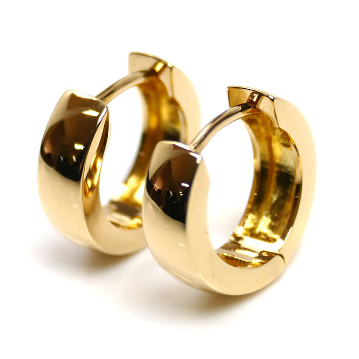 K18YG イエローゴールド ピアス 3.1g フープ ユニセックス【中古】