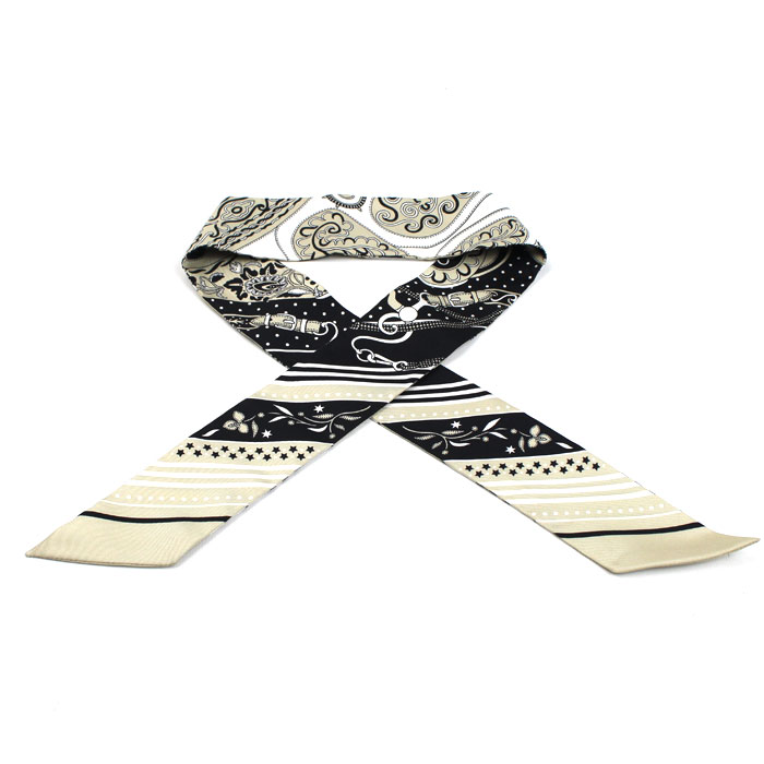 HERMES エルメス ツイリー Festival des Amazones アマゾンの祭典 バンダナ スカーフ グレージュ H064217S レディース【中古】【美品】