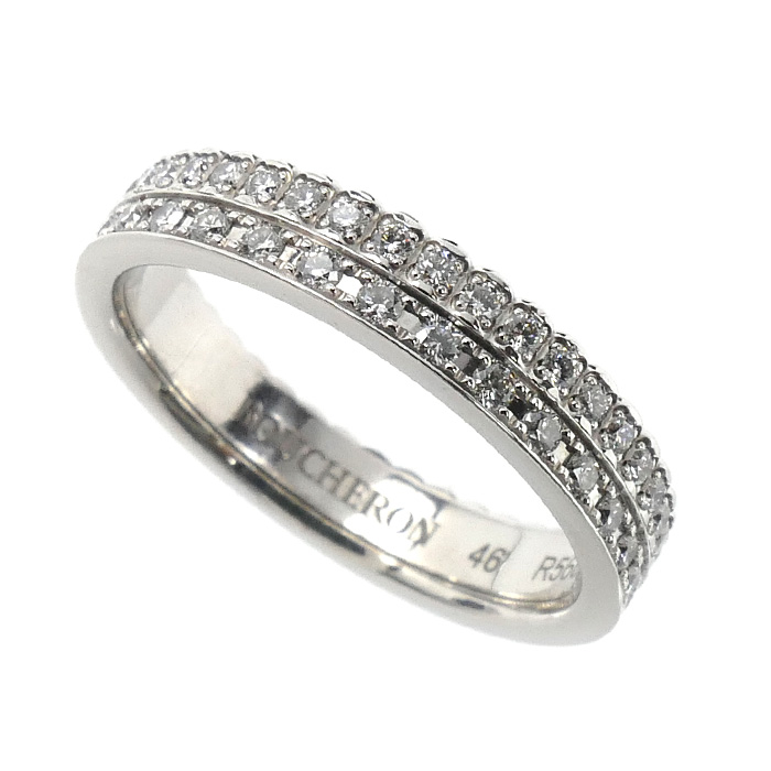 Boucheron ブシュロン K18WG ホワイトゴールド キャトル ラディアント ハーフ フルパヴェ リング・指輪 JAL00294 ダイヤモンド 6号 46 2.9g レディース【中古】【美品】