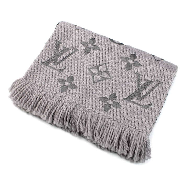 LOUIS VUITTON ルイ・ヴィトン エシャルプ ロゴマニア マフラー グレー M74742 レディース【中古】
