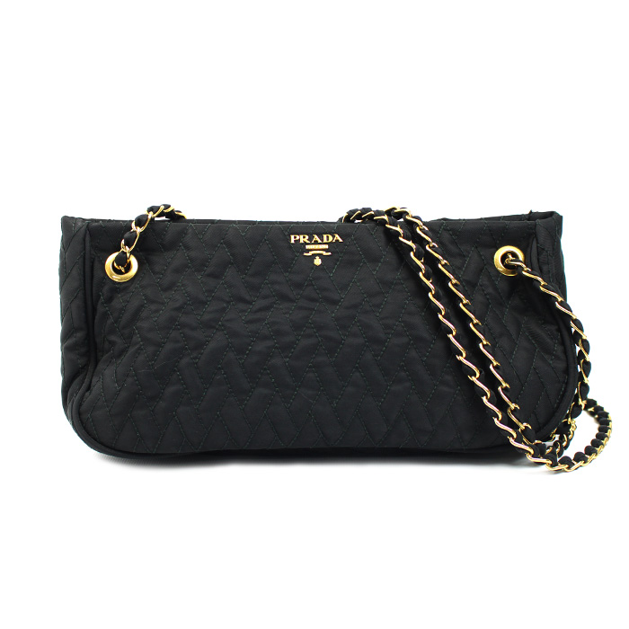 PRADA プラダ キルティング  チェーンショルダー ショルダーバッグ ブラック BR4641 レディース【中古】