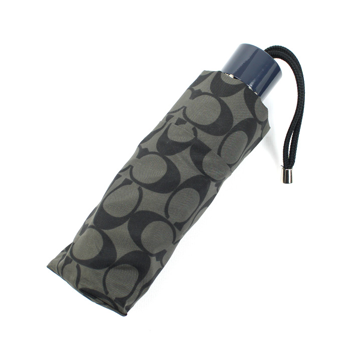 COACH コーチ シグネチャー 折りたたみ傘 グレー/ブラック C4322 レディース【中古】