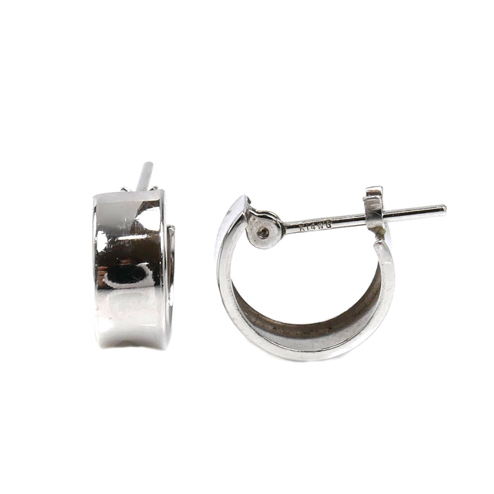 K14WG ホワイトゴールド フープ ピアス 0.9g レディース【中古】