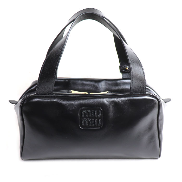 MIUMIU ミュウミュウ レザー トップハンドル ハンドバッグ ブラック 5BB182_2IEO_F0002 レディース【中古】【極美品】