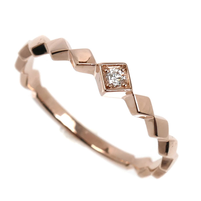 STAR JEWELRY スタージュエリー K10PG ピンクゴールド スノーライト リング・指輪 ダイヤモンド0.02ct 9号 1.1g レディース【中古】【美品】