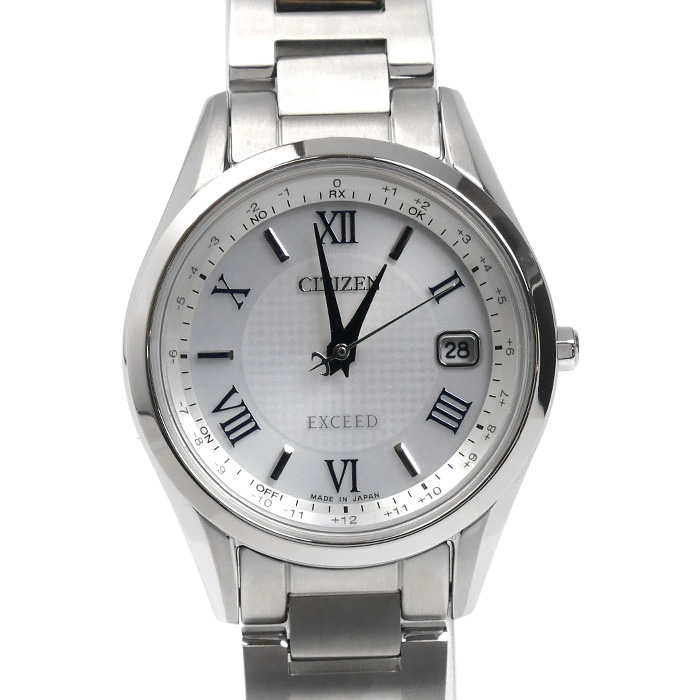 CITIZEN シチズン EXCEED エコドライブ 腕時計 ソーラー ES9370-62A 電波 レディース【中古】【極美品】