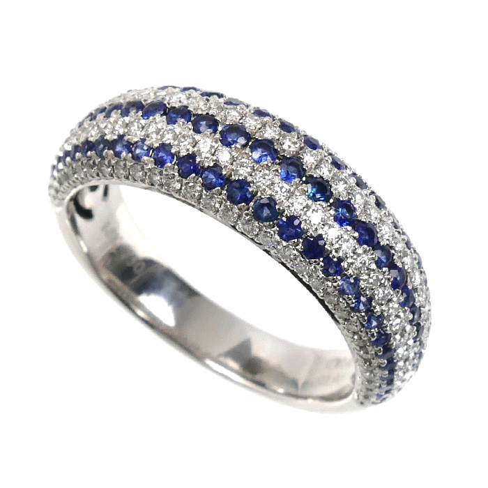 K18WG ホワイトゴールド リング・指輪 サファイア0.94ct ダイヤモンド0.45ct 12号 4.6g レディース【中古】【美品】