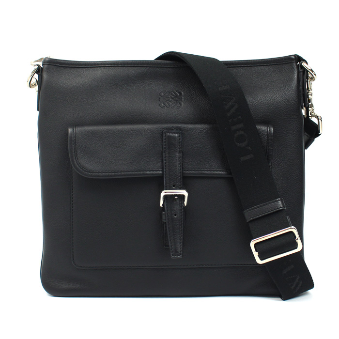 LOEWE ロエベ アナグラム メッセンジャー ショルダーバッグ ブラック ユニセックス【中古】