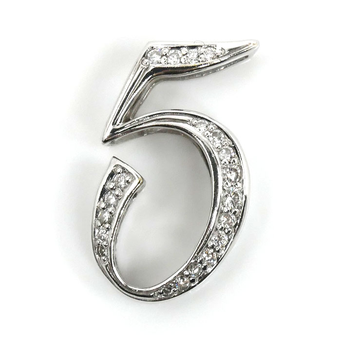 ゆきざき K18WG ホワイトゴールド NOMBRE No.5 Sサイズ ペンダントトップ Y.NOMBRE.12.9.5.S ダイヤモンド0.15ct 2.4g ユニセックス【中古】