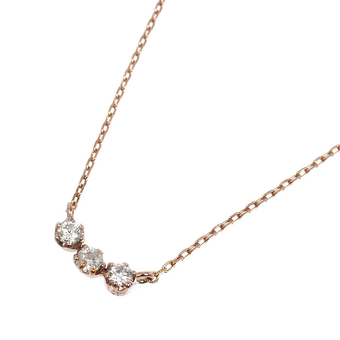 K10PG ピンクゴールド ネックレス ダイヤモンド0.07ct 0.8g 40.5cm レディース【中古】