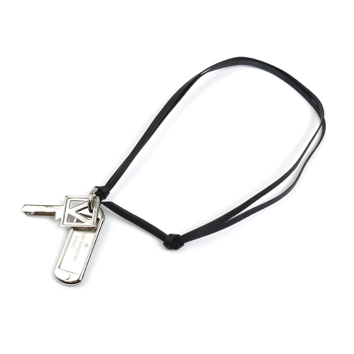 LOUIS VUITTON ルイ・ヴィトン メタル レザー コリエ プラーク V スクエア ネックレス M61984 ユニセックス【中古】【美品】