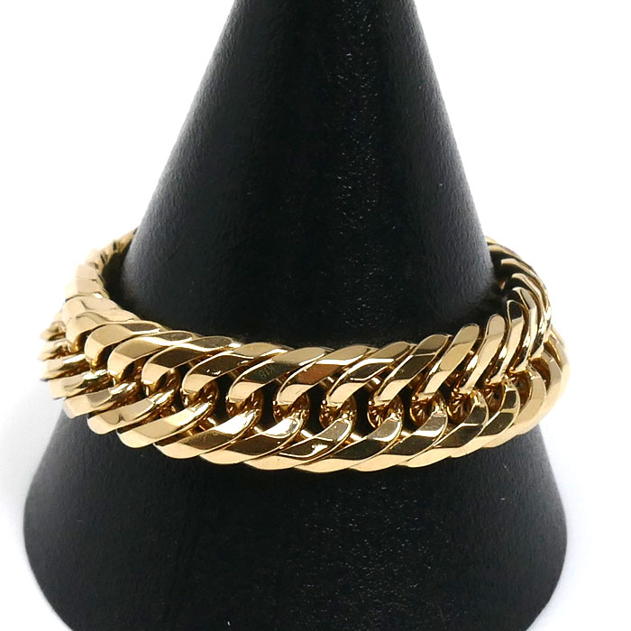 K18YG イエローゴールド 12面トリプル 27号 リング・指輪 6.8g メンズ【中古】