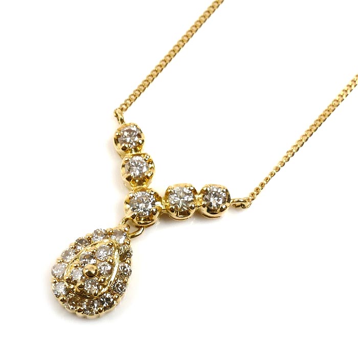 K18YG イエローゴールド ネックレス ダイヤモンド0.50ct 2.5g 41cm レディース【中古】