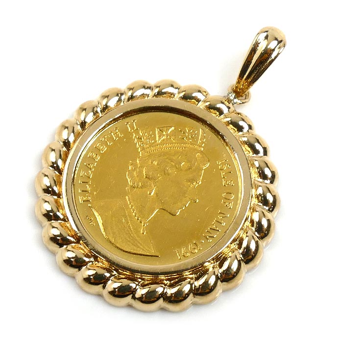 K24YG/K18YG マン島1/25OZ ペンダントトップ 2.6g 1991 ユニセックス【中古】