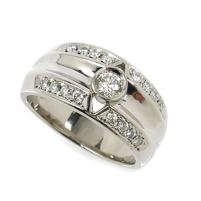 Pt900プラチナ リング・指輪 ダイヤモンド0.21ct/0.35ct 20号 16.4g メンズ【中古】