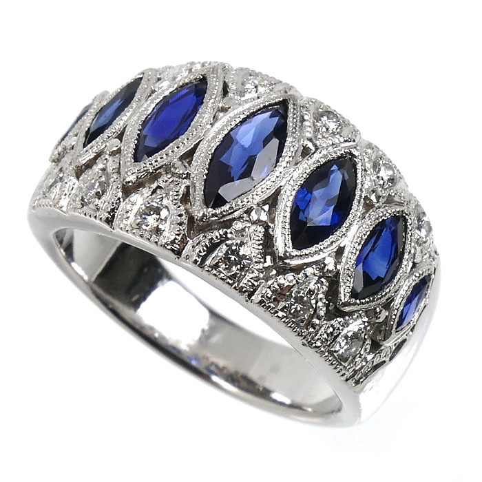 Pt900プラチナ リング・指輪 サファイア1.64ct ダイヤモンド0.19ct 11号 12.4g レディース【中古】
