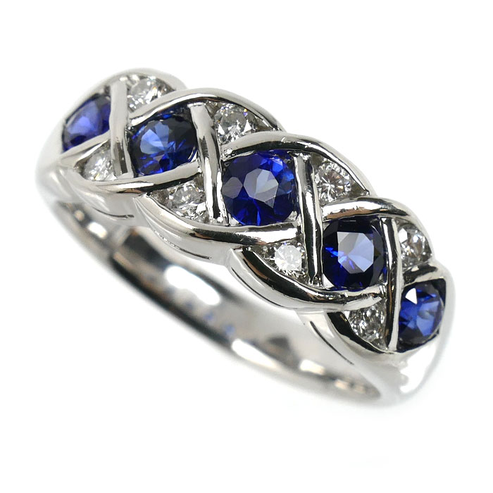 Pt900プラチナ リング・指輪 サファイア0.65ct ダイヤモンド0.18ct 12号 8.0g レディース【中古】