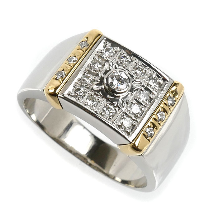 Pt900/K18YG リング・指輪 ダイヤモンド0.08ct 20.5号 15.0g メンズ【中古】【美品】