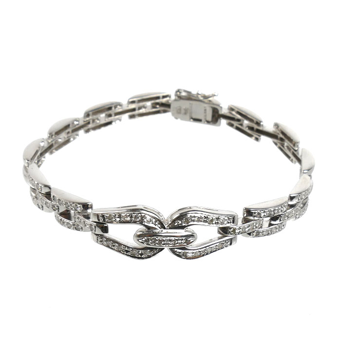 K18WG ホワイトゴールド ブレスレット ダイヤモンド0.60ct 14.3g 15.5cm レディース【中古】【美品】