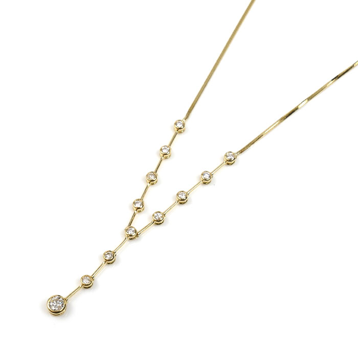 K18YG イエローゴールド ネックレス ダイヤモンド0.50ct 5.4g 41cm【中古】