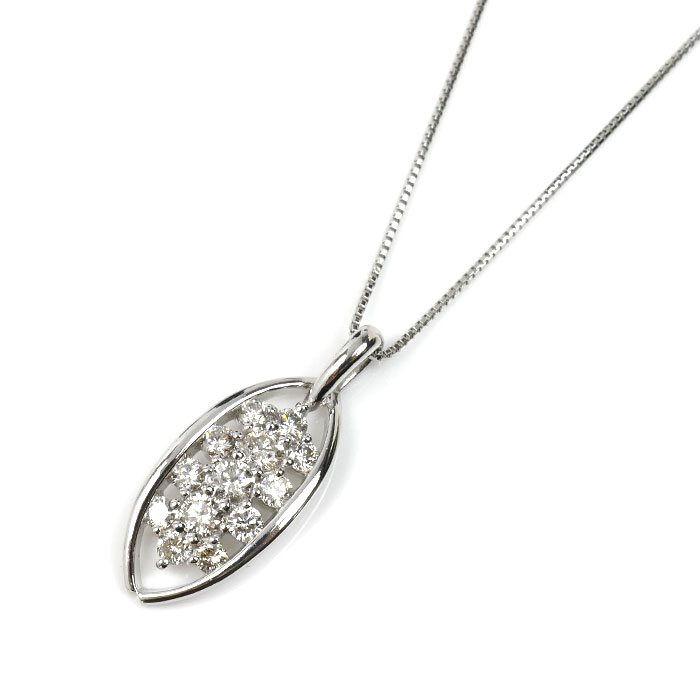 Pt850プラチナ ネックレス ダイヤモンド0.50ct 3.6g ～45cm レディース【中古】