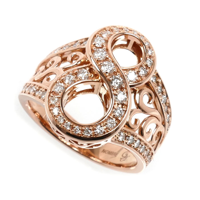ゆきざき K18PG ピンクゴールド NOMBRE No.8 L リング・指輪 Y.NOMBRE.1.22.8.L ダイヤモンド1.00ct 22号 12.7g メンズ【中古】