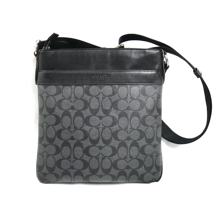 COACH コーチ シグネチャー チャールズ クロスボディ ショルダーバッグ ブラック F54781 メンズ【中古】
