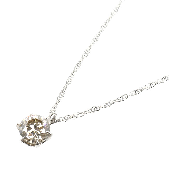 Pt1000/850 一粒ダイヤ ネックレス ダイヤモンド0.529ct 1.6g 42cm レディース【中古】【美品】