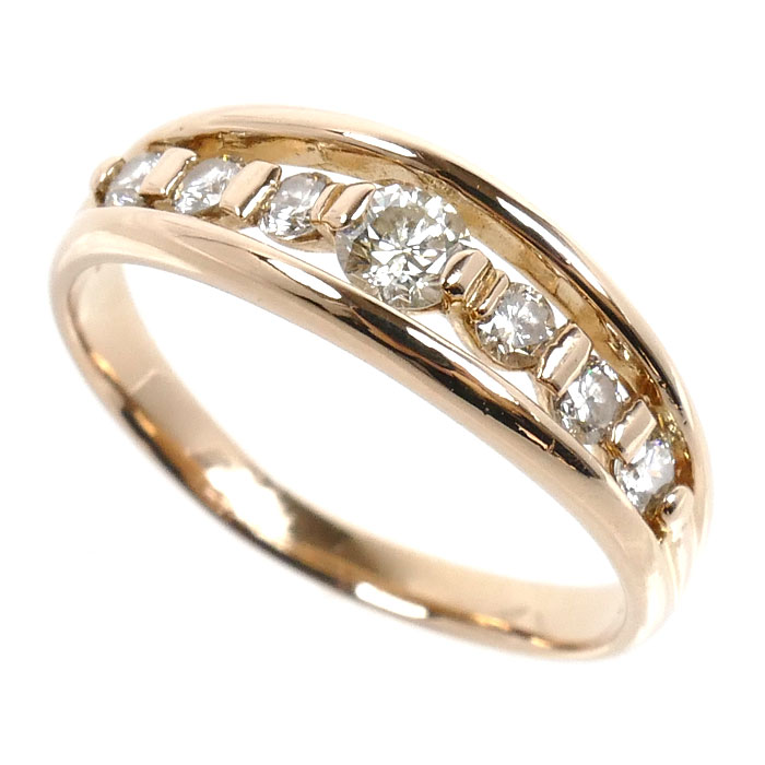 K18PG ピンクゴールド リング・指輪 ダイヤモンド0.40ct 12号 2.8g レディース【中古】