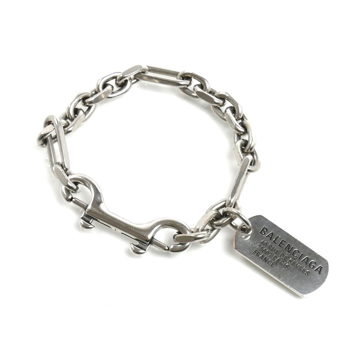 BALENCIAGA バレンシアガ 真鍮 Tags カラビナ ブレスレット 792886TZ99I0911 22.5cm メンズ【中古】