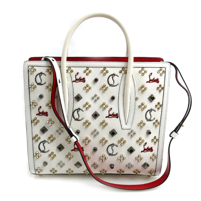 Christian Louboutin クリスチャンルブタン パロマS ミディアム 2Wayショルダーバッグ スノー/レッド/ゴールド 3195275Q288 レディース【中古】【美品】