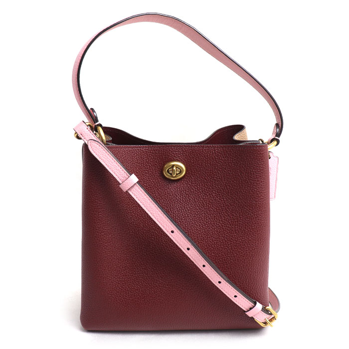 COACH コーチ チャーリーバスケットバッグ 2Wayショルダーバッグ ボルドー/ベージュ/ピンク 5152 レディース【中古】