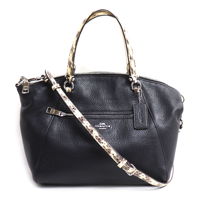 COACH コーチ プレーリー サッチェル スネーク トリム 2Wayショルダーバッグ ブラック F88561 レディース【中古】