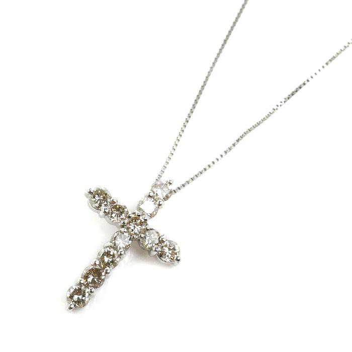 クロス Pt900プラチナ Pt850プラチナ ネックレス ダイヤモンド0.5ct 2.4g レディース【中古】