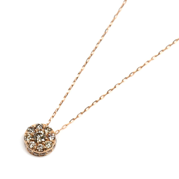 K18PG ピンクゴールド ネックレス ダイヤモンド0.30ct 1.0g ～45cm フリーチェーン レディース【中古】