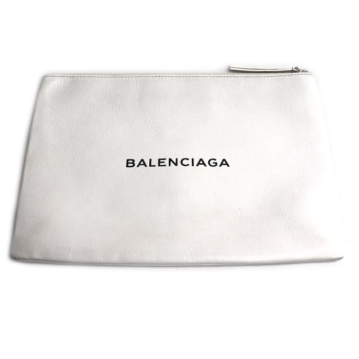 BALENCIAGA バレンシアガ ショッピング クリップM クラッチバッグ ホワイト 485110 メンズ【中古】