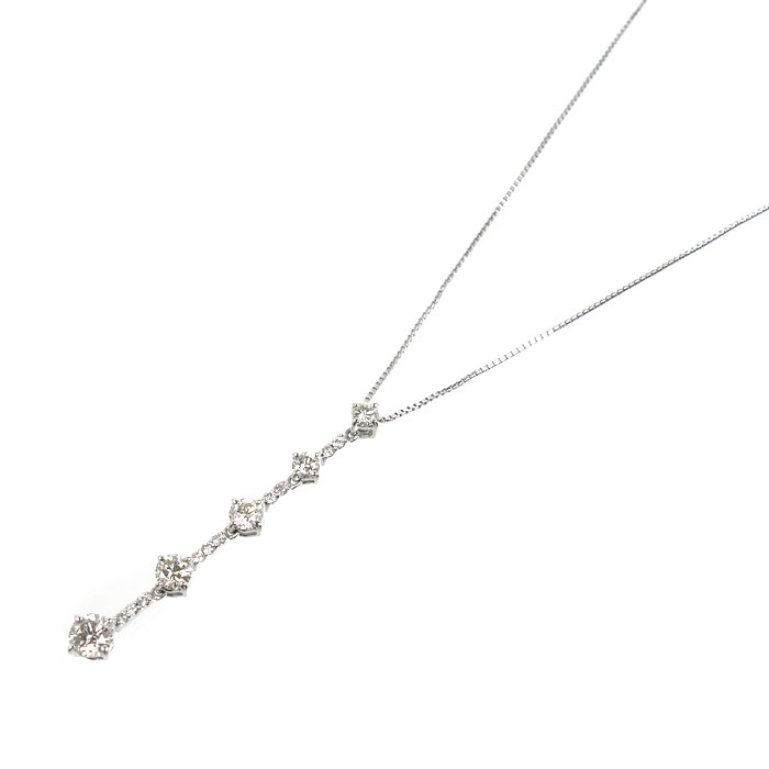 K18WG ホワイトゴールド ネックレス ダイヤモンド1.00ct 4.2g ～49cm レディース【中古】