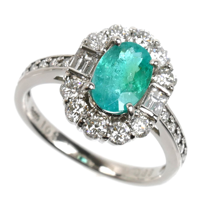 Pt900プラチナ リング・指輪 パライバトルマリン1.03ct ダイヤモンド0.88ct 12.5号 6.0g レディース【中古】
