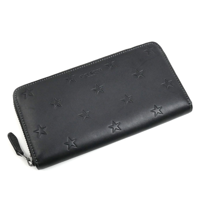 COACH コーチ アコーディオン ウォレット スタープリント 長財布 ラウンドファスナー ブラック CW296 QBLWO アウトレット メンズ【中古】【美品】